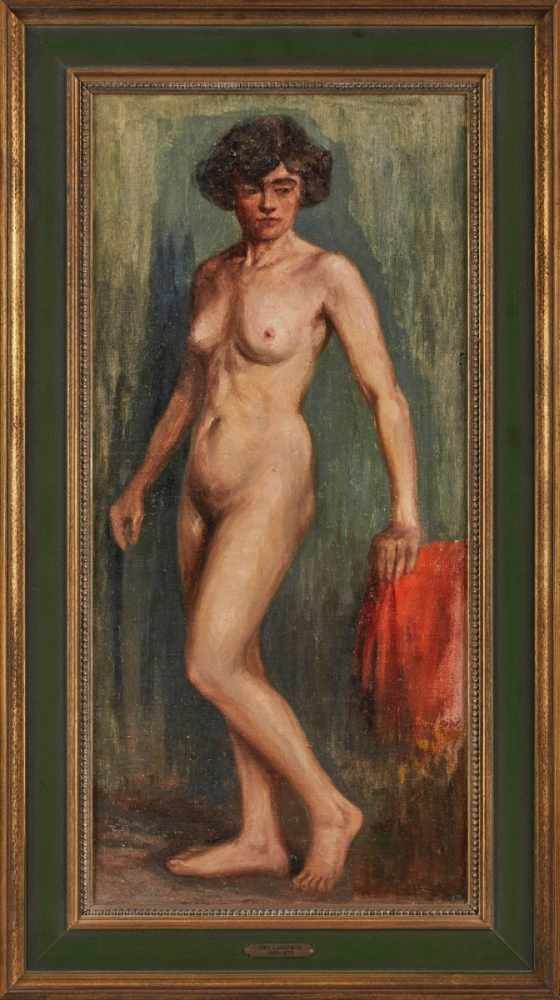 Gemälde Karl Luckhardt 1886 Frankfurt - 1970 Frankfurt "Weibl. Akt - Die Frau des Künstlers" verso