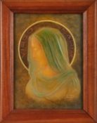 Glasreliefplatte Amalric Walter (1870-1959) "Virgo Maria", Entw. André Houillon, Frankreich 1.