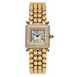 Damenarmbanduhr Chopard 18kt-GG-Gehäuse u. -Band, Lünette besetzt m. 112 Brillanten v. zus. 1,59 ct.