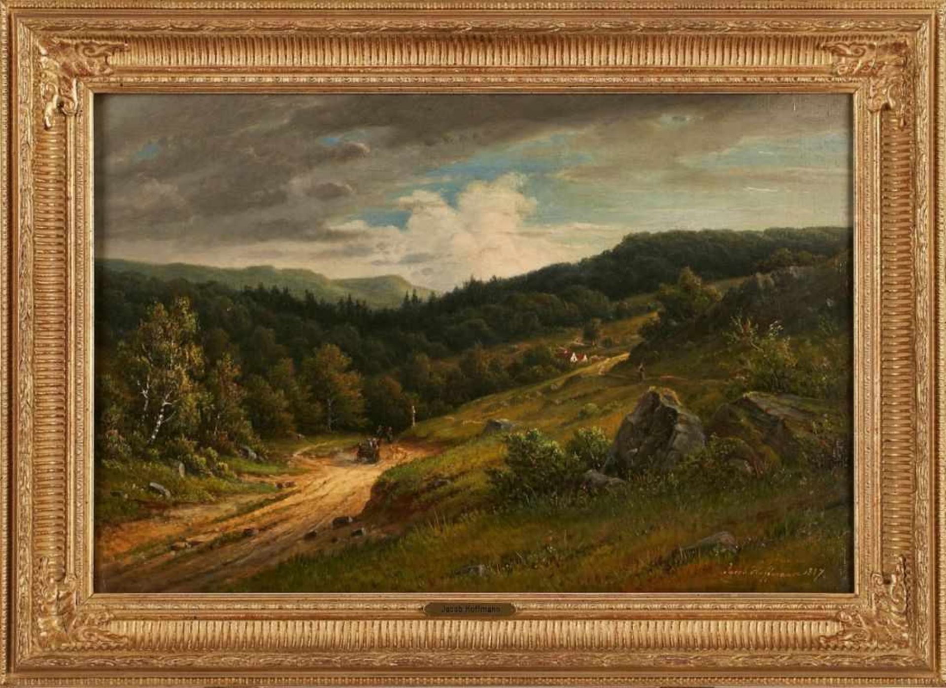 Gemälde Jacob Hoffmann 1851 Frankfurt - 1903 Oberursel "Taunuslandschaft" u. re. sign. u. dat. Jacob