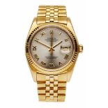 Herrenarmbanduhr Rolex Oyster Perpetual Datejust in 18 Kt GG, Schweiz um 2000. Automatik,18kt-GG-