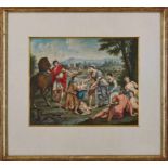 Gouache Historienmaler um 1770 "Auffindung von Romulus und Remus" 38,5 x 48 cm