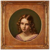 Gemälde Bildnismaler 19. Jh. "Portrait eines jungen Mädchens" Öl/Lwd., 41 x 43,5 cm