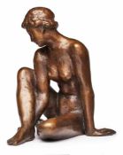 Bronze Fritz Klimsch (1870 Frankfurt - 1960 Freiburg) "Siesta", 1955. Braun patiniert. Sitzender