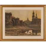 Kreidepastell u. Aquarell Adolf Noether 1855 Dresden - 1943 Dresden "Die Elbe im Sommer 1904 -
