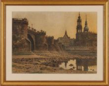 Kreidepastell u. Aquarell Adolf Noether 1855 Dresden - 1943 Dresden "Die Elbe im Sommer 1904 -