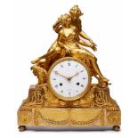 Empire-Pendule, "Diana mit Gefährtin", Meister Revel (Paris 1807-1818), Paris Anfang 19. Jh. Bronze,