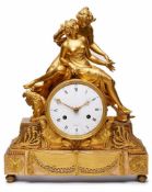 Empire-Pendule, "Diana mit Gefährtin", Meister Revel (Paris 1807-1818), Paris Anfang 19. Jh. Bronze,