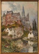 Aquarell Carl Rüdell 1855 Trier - 1939 Köln "Der Limburger Dom" u. li. sign. C. Rüdell 60 x 43,5