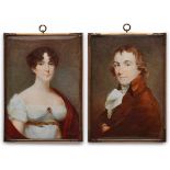 Paar Miniaturen sign. C. H. Heath "Lord und Lady Abercromby", um 1800. Gouache auf Elfenbein. Je