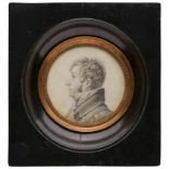 Miniatur "Portrait des Nicolas Fleury", um 1810. Bleistift auf Papier. Rd. Profilportrait eines