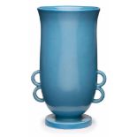 Vase, Art Deco, Villeroy & Boch um 1930. Beiger Scherben, hellblau glasiert. Röhrenform m. leicht