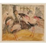 Aquarell Lou Albert-Lasard 1885 Metz - 1969 Paris "Flamingo im Berliner Zoo" u. re. sign. L.