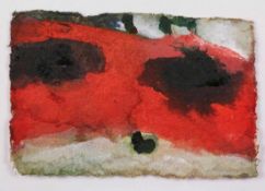 Aquarell Klaus Fußmann geb. 1938 Velbert (Rheinland) "Mohn" 10 x 15 cm Lit.: AKL