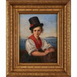 Gemälde Bildnismaler um 1890 "Die junge Venezianerin mit Zylinderhut" Öl/Lwd., 38,5 x 30,5 cm