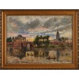 Gemälde Impressionist um 1900 "Frankfurt" Öl/Lwd., 51 x 70 cm