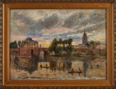 Gemälde Impressionist um 1900 "Frankfurt" Öl/Lwd., 51 x 70 cm