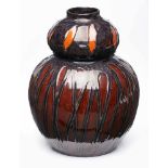 Vase Max Laeuger, Kandern um 1900. Roter Scherben, dunkelbraun u. orange glasiert m. leicht