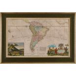 Kolorierte Kupferstichkarte Herman Moll geb. um 1645 - 1732 London "South America - To the Right
