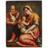 Gemälde Sakralmaler Italien 16. Jh. Nach Andrea del Sarto "Heilige Familie" Öl/Holz, 128 x 99 cm