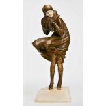 Bronze mit Elfenbein Dimitri Chiparus (1886 - 1947) "Le coup de vent" Dunkel patiniert, Gesicht