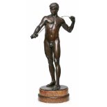 Gr. Bronze Rudolf Marcuse (1878 - 1930) "Fechter", dat. 1907. Braun patiniert. Stehender