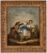 Gemälde Genremaler Frankreich 19. Jh. "Der stürmische Verehrer" Öl/Lwd., 46 x 38,5 cm