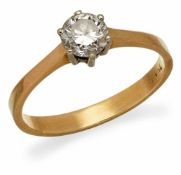 Brillant-Solitär von ca. 0,50 ct im mittleren Farb- und Reinheitsgrad in 18 kt Gelbgold-