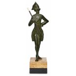 Bronze Roland Paris (1894 Wien - 1945), "Naiv", Paris um 1920. Grün patiniert. Karikatur eines
