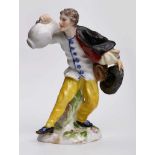 Kl. Figur Weintrinker, Meissen um 1860. Wohl aus d. "Commedia dell'Arte". Vornüber- gebeugt