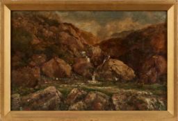 Gemälde wohl George A. Boyle Englischer Landschaftsmaler 19. Jh. "Felsenstudie/Sutherland (