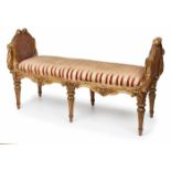 Sitzbank, Louis-XVI-Stil, Frankreich Ende 19. Jh. Buche massiv, bronziert. Reich geschnitztes