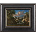 Gemälde Vedutenmaler um 1800 "Cappricio (Rom)" Öl/Kupfer, 17,5 x 24,5 cm