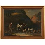 Gemälde Peter Philipp Roos, Umkreis des 1657 St. Goar - 1706 Rom. "Hirtenszene mit Kuh, Esel, Ziegen