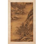 Gr. Rollbild Tsuneno Kano zugeschr. (1636-1713) Baum-gesäumte Flusslandschaft, Japan wohl Anf. 18.