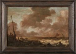 Gemälde Pieter Mulier 1615 Haarlem - 1659 Haarlem "Marine - Bewegtes Meer mit Segelschiffen" Öl/