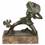 Bronze Emil Hub (1876 Frankfurt - 1954 Frankfurt) "Der liebeskranke Harlekin", wohl um 1920.