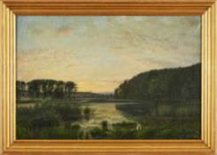 Gemälde Wilhelm Harsing 1861 Hessen (Sachsen Anhalt), gest nach 1923 "Am See" u. li. sign. W.
