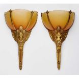 Paar Empire-Stil-Wandappliken, Frankreich um 1920. Vergoldete Bronze-Montierung m. plast.,