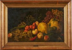 Gemälde Cella Thoma 1858 München - 1901 Konstanz "Gemüse- u. Früchtestilleben" verso mit einem alten