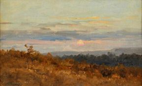 Gemälde Nelson Gray Kinsley 1863 Canton/USA - 1945 Kronberg "Abendstimmung im Taunus" u. li. sign.