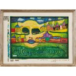 Serigraphie Friedensreich Hundertwasser 1928 Wien - 2000 Queen Elizabeth/Brisbane "Irinaland unter