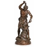 Bronze Adriene Gaudez (Frankreich, 1845 - 1902) Schmied bei der Tätigkeit, Ende 19. Jh. Braun