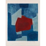 Aquatinta-Radierung Serge Poliakoff 1900 Moskau - 1969 Paris "Composition bleu et rouge" 1967 u. re.