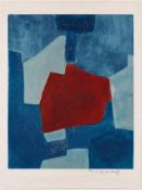 Aquatinta-Radierung Serge Poliakoff 1900 Moskau - 1969 Paris "Composition bleu et rouge" 1967 u. re.