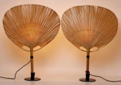 Paar Uchiwa II-Tischlampen von Ingo Maurer 1970er Jahre Reispapier kl. Def.