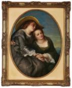 Gemälde Bildnismaler 19. Jh. "Schwestern/Freundschaftsbild" Öl/Lwd., 56 x 43 cm