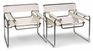 Paar Wassily-Chairs Entwurf von Marcel Breuer (um 1925), Ausführung 2. Hälfte 20. Jh. Stahlrohr