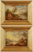 Paar Gemälde Landschaftsmaler/Kopist 20.Jh in der Art des Chritian Georg Schütz Schütz. "Romantische