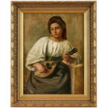 Gemälde sign. E. R. Zulauf "Sitzende Frau mit Mandoline" u. li. sign. E.R. Zulauf Öl/Lwd., 47 x 35,6
